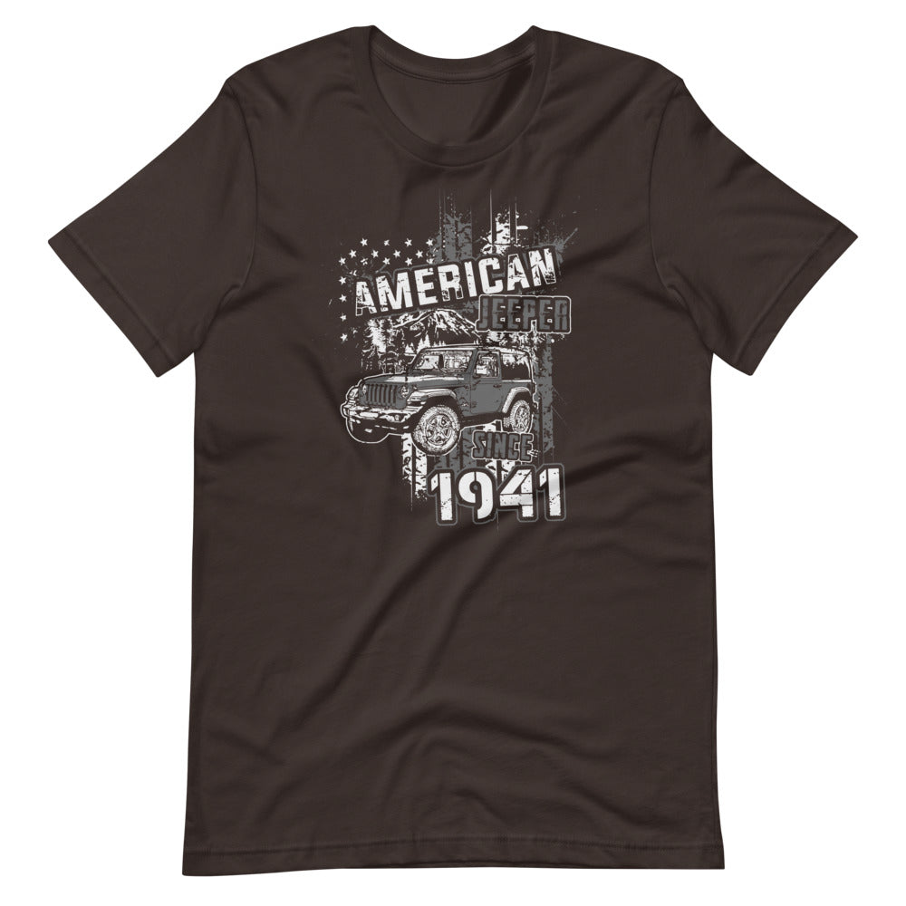American Jeeper Since 1941 Wrangler JL USA Flag Jeep T-Shirt